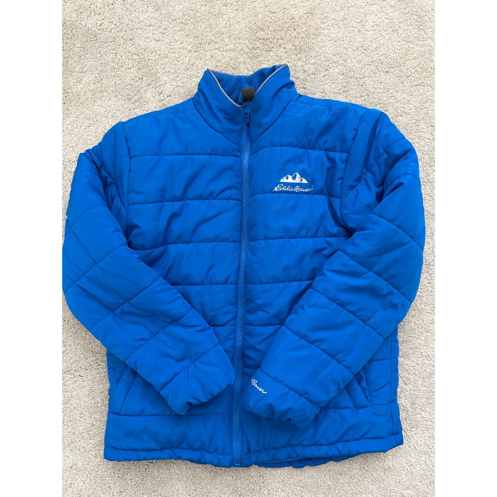 Eddie Bauer Kids Royal Blue Puffer Jacket Quilted Insulated Full Zip Coat Large